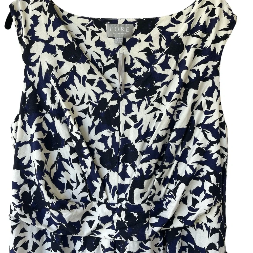 PURE COLLECTION Jersey Maxi Dress Blue Floral Print Size 12 New - Picture 4 of 8